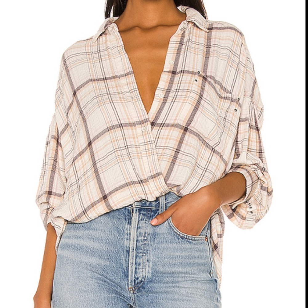 Free People Hidden Valley Woven plaid shirt